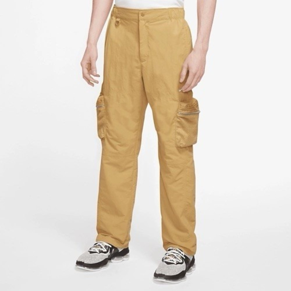 Nike Cargo Pants Mens Basketball Gold Size Small Nylon Mesh Pockets Logo‎
